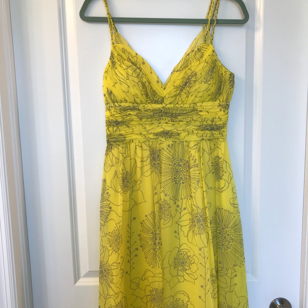 Yellow and gray spaghetti strap dress
